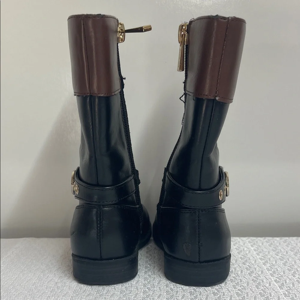 Michael Michael Kors Black and Brown Leather Emma Derby Boots Size 6 - Picture 3 of 6